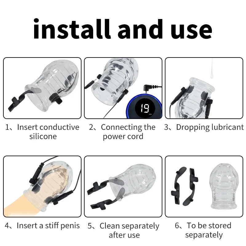 SM Eletric Shock Glans Sleeve Cock Cage Electro stimulation Penis Extender Exercises Sex Tools For Male Stimulation Massage Cup