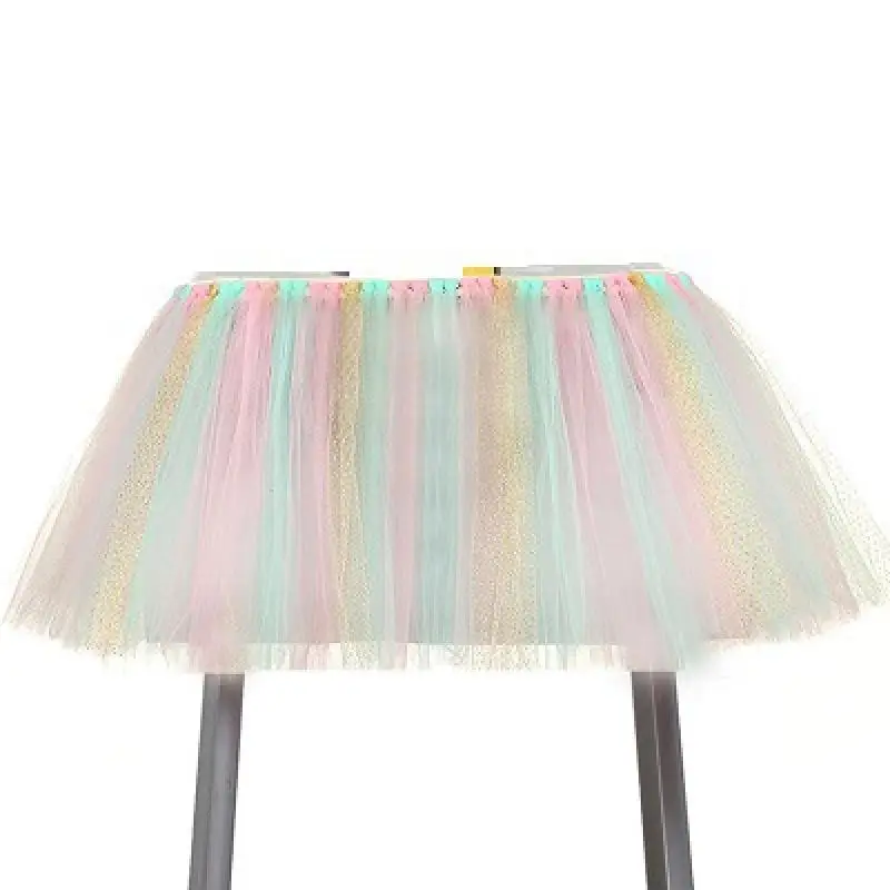 Baby Dining Chair Skirt Baby Shower Party Birthday Decoration Tutu Mesh Fluffy Chair Skirt