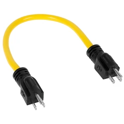 Heavy - Duty Double Male Extension Cord with 3 - Prong Plug, 12AWG 125V for Generators and Transfer Switches (US regulations)