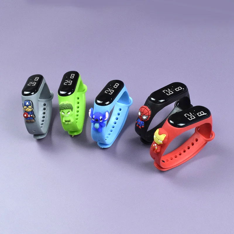Spider-Man Superman bracelet watch LED doll electronic watch touch primary school students trend fashion waterproof