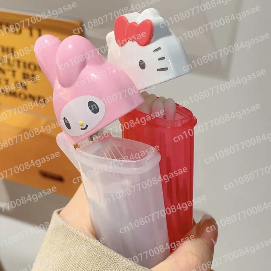 

Sanrio Kawaii Hello Kitty My Melody Anime Portable Band Aid Storage Box Girl Lipstick Touch Up Cotton Swab Mini Storage Box Gift
