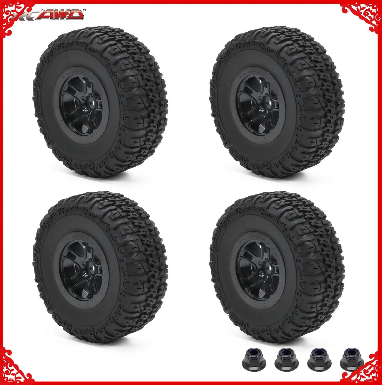 

RCAWD Front/Rear 2.2/3.0 Pre-Mounted Tires wheel rim for 1/10 LOSI Baja Rey 4WD 1/10 Hammer Rey U4 Rock Racer Upgrades parts