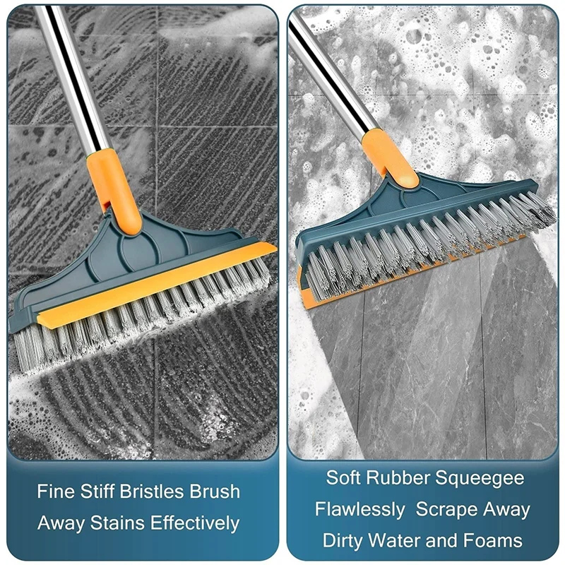 Spazzola Per Pavimenti 2 In 1 Con Raschietto - Setole Rigide Per Pulizia Angoli E Fughe - Foto 11