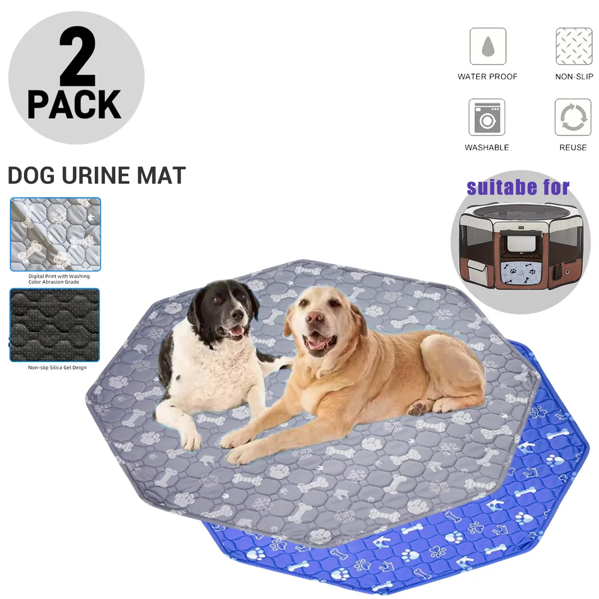 Dog Bed Reusable Pet Pads Pack Washable Pee Pads For Dogs