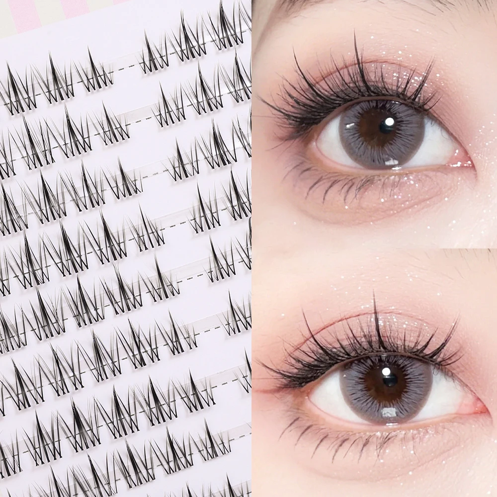 10 Rows Manga Cluster Eyelash Black Brown Individual Lashes Extension Soft Fluffy Clear Stem Segmented Grafting Eyelash Makeup eyelash extensions,fake eyelashes,eyelash extension,eyelash extension lashes,false eyelashes