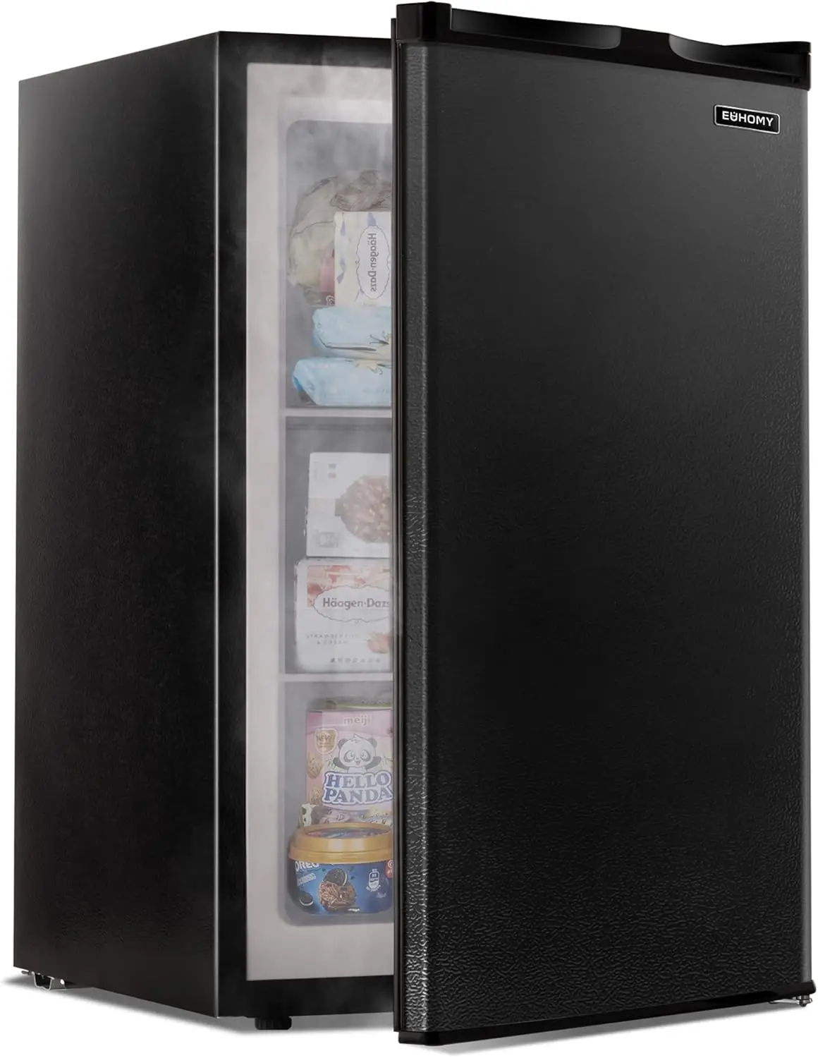 Single Door Compact Mini Freezer with Reversible Door, Small freezer for Home/Dorms/Apartment/Office (Black)