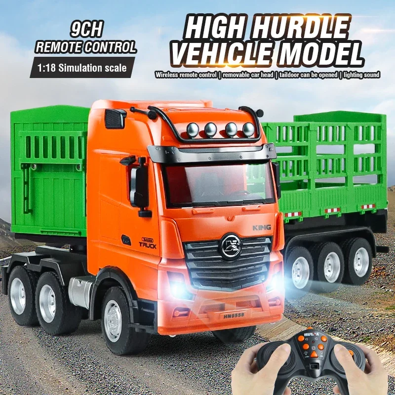 Huina RC Truck Wood Transporter 1/18 9CH Semi-Alloy Remote Control Timber Container Engineering Construction Vehicle Kid Gift