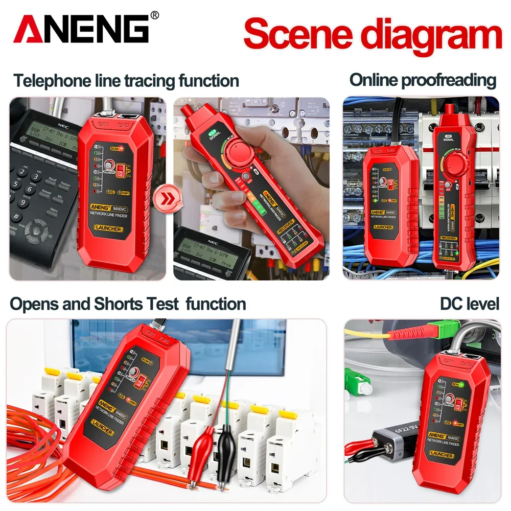 ANENG M469C Multifunction Smart Network Cable Finder RJ45 RJ11 LAN Cable Tester Finder Wire Tracker Receiver Network Repair Tool