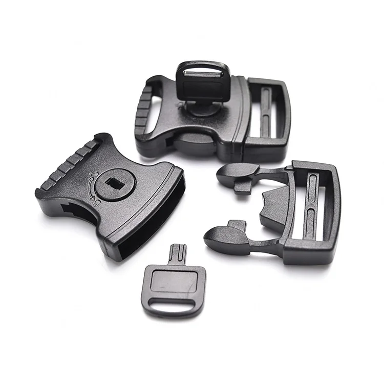 10pcs Palstic Lock Buckle With Key Curved Side Release Safety Buckles Paracord Bracelet Backpack Strap Belt Pet Collar Accessory