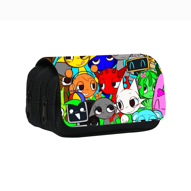 Pencil Bag Sprunki Cartoon Double-Layer Pencil Case 22cm/8.7inch School Pen Bag For Student Large Storage Students Pencil Box School Gift