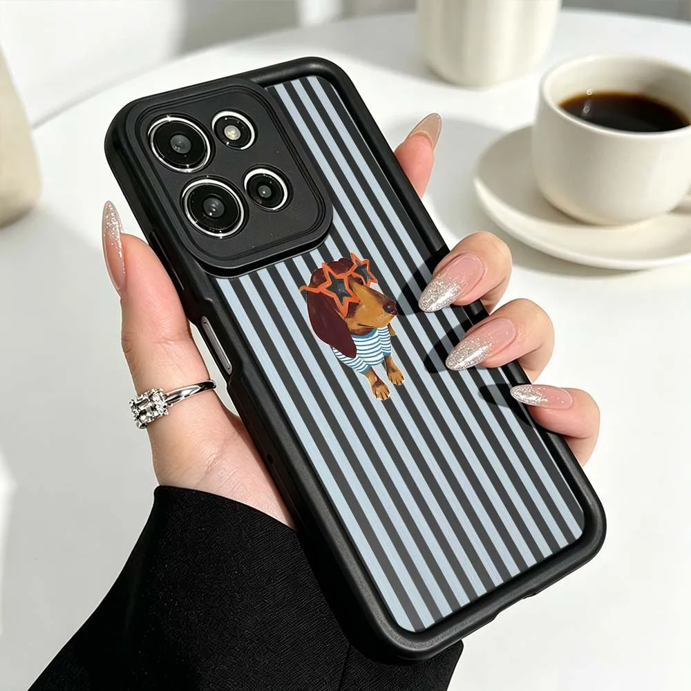 Charming Striped Dachshund Design Phone Case