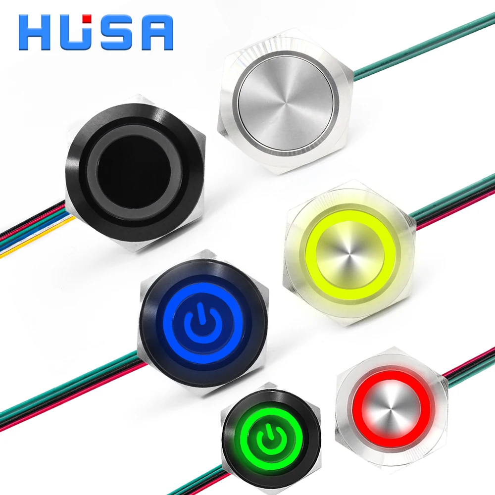 Waterproof Metal Push Button Switch with LED Light - Short Stroke Momentary Self Reset, 12-24V/5V