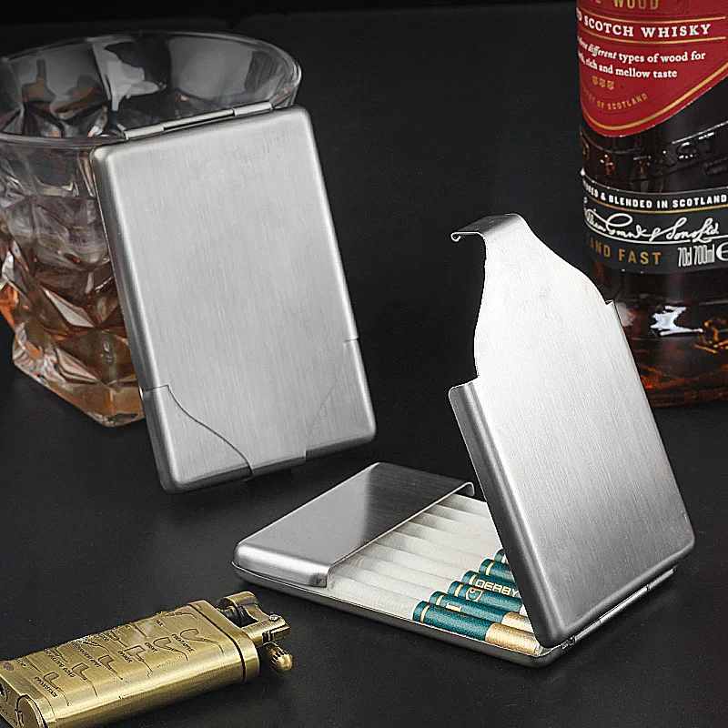 Ultra-Thin Stainless Steel Flip Cover Cigarette Case with Clip, Moisture & Rust-Proof Storage Solution