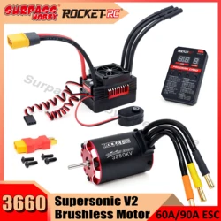 Rocket V2 Waterproof 3660 4250KV 3660KV 3200KV 2800KV Brushless Motor 90A 60A ESC Combo Set for 1/8 1/10 RC Car Tank Vehicle