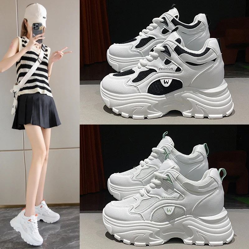 

2024 New Mesh Spring and Autumn Casual Shoes with Elevated Height, Comfortable and Lightweight, Showy Feet, Small Sports Shoes
