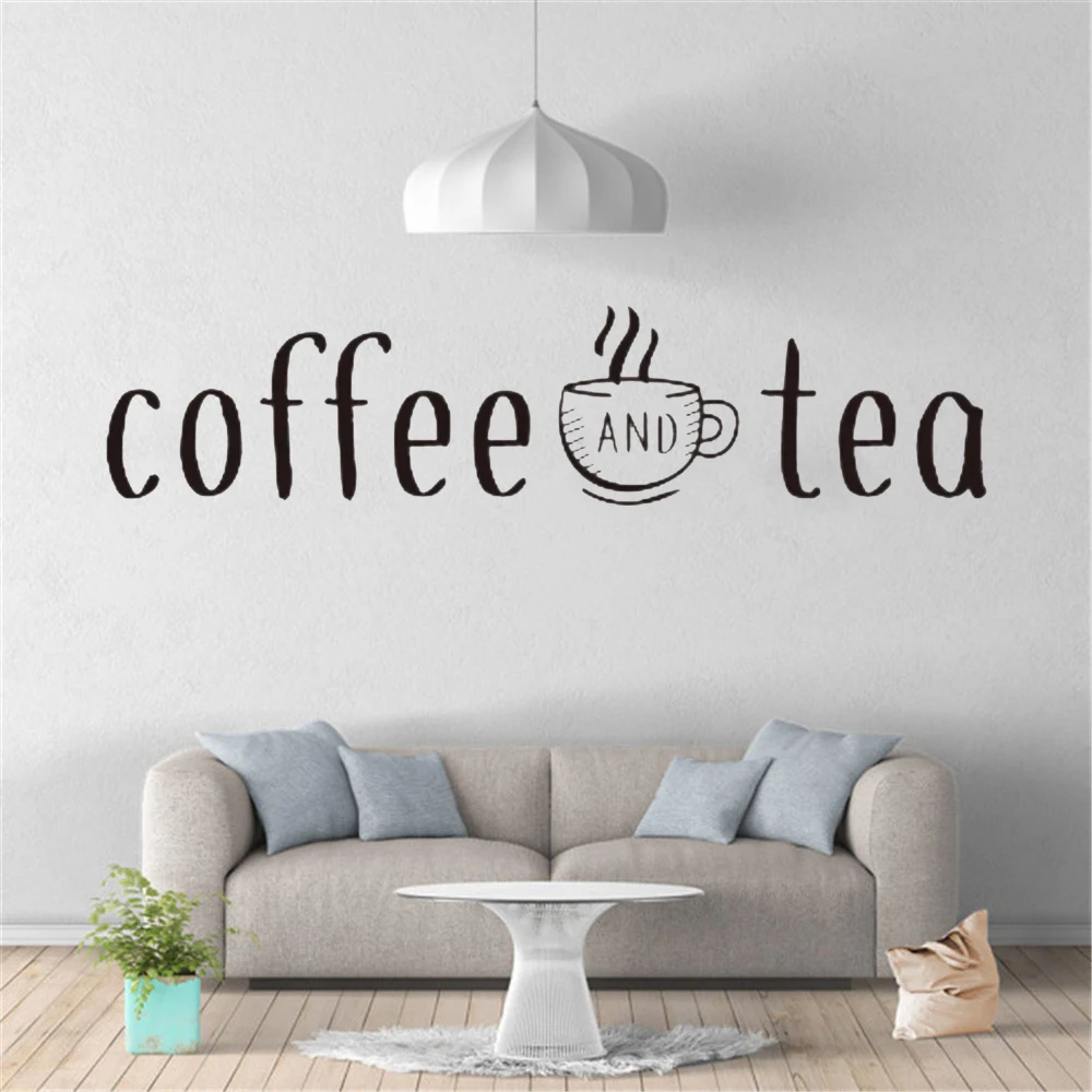 Coffee And Tea Wall Stickers Kitchen Decoration Wall Decals Home Kitchen Art Design Sticker Coffee Bar Quotes Sticker