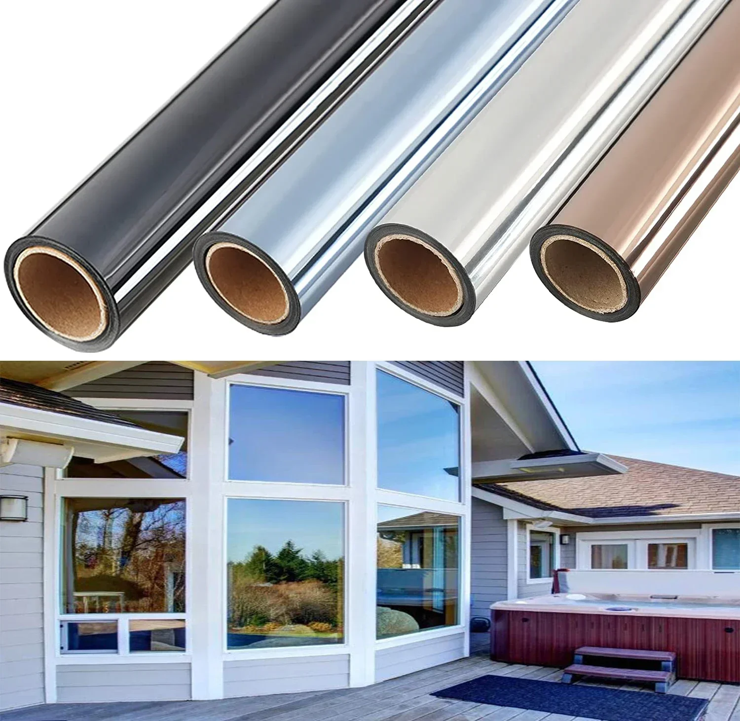 One Way Mirror Window Privacy Film Daytime Anti UV Sun Blocking Heat ...