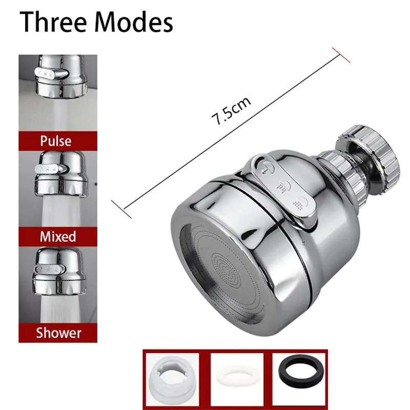 Faucet Aerator 360 Degree Adjustable Three Mode Sprayer Filter Diffuser Water Saving