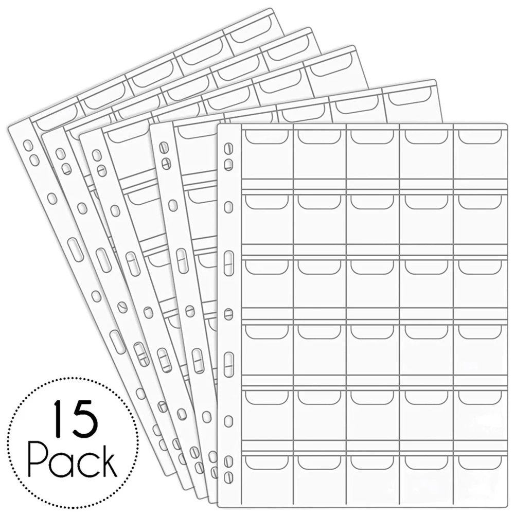 15sheets30PocketsFolderUniversalEmptyDustproofProtectiveCoin