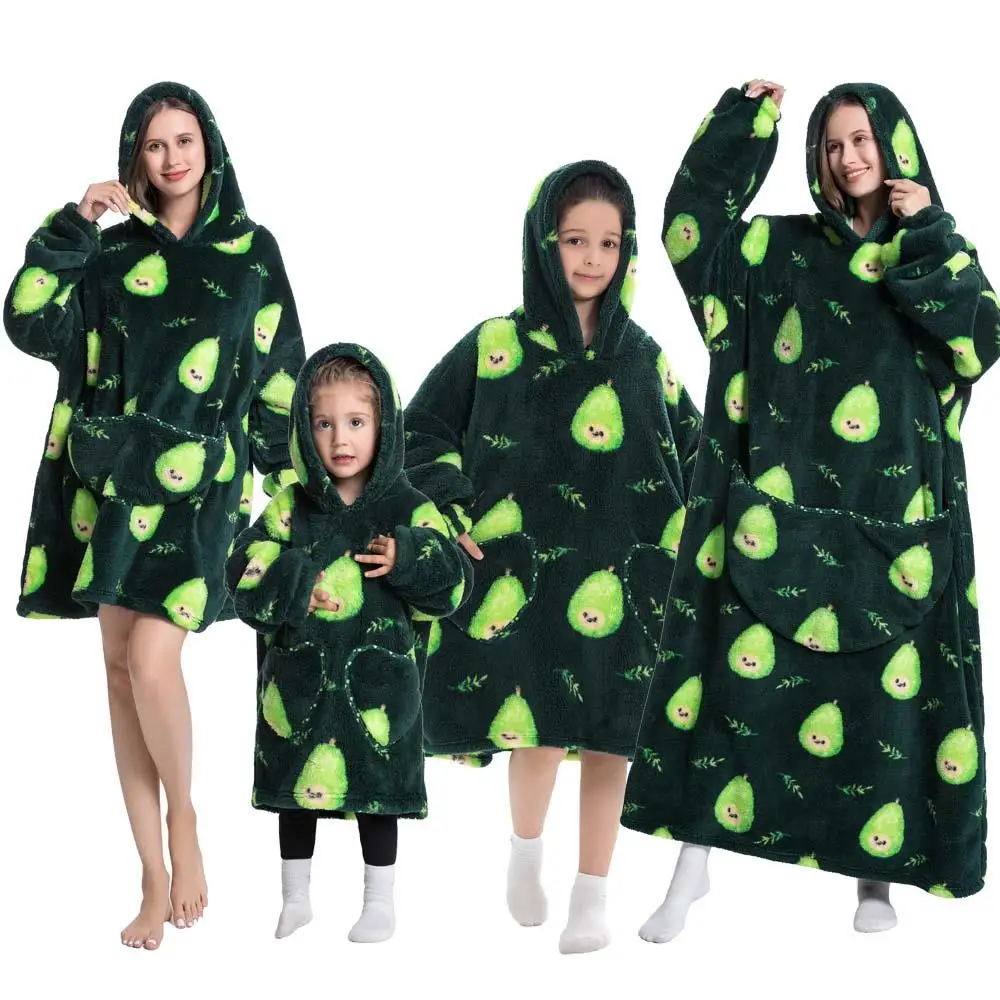 WinterOversizedHoodieBlanketsWearableBlanketswithSleeveAvocado