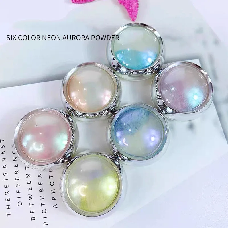 Unicorn Aurora Mirror Nail Chrome Powder 6 Sizes 1 set Aurora Mirror Nail Glitter Powder Chrome nail powder nail glitter