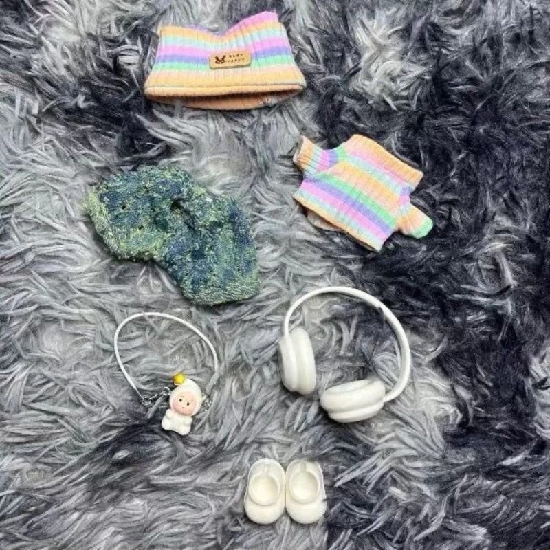 For 17cm Labubu Clothing Macaron Sports Set 3.0 Labubu Clothes Outfit Headphone Hat Pendant Pants DIY Doll Accessories Gift Toy 6