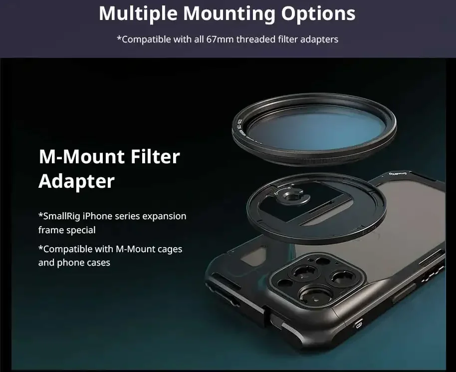 SmallRig 67mm Attachable Filter Kit VND 2-32 & CPL & 1/4 Effect Black Mist Filte