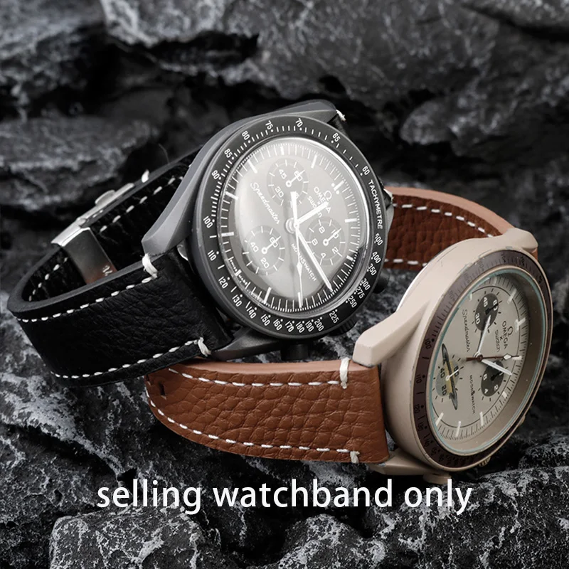 

Ремешок из натуральной кожи с зернистой текстурой личи для бренда Omega co, складной ремешок для часов серии планеты, 20 мм, быстросъемный стильный браслет