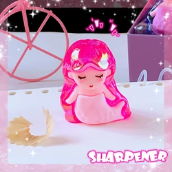 Aesthetic Kawaii Mermaid Pencil Sharpener - Cute and Pretty Stationery for School and Office Supplies (Pink)