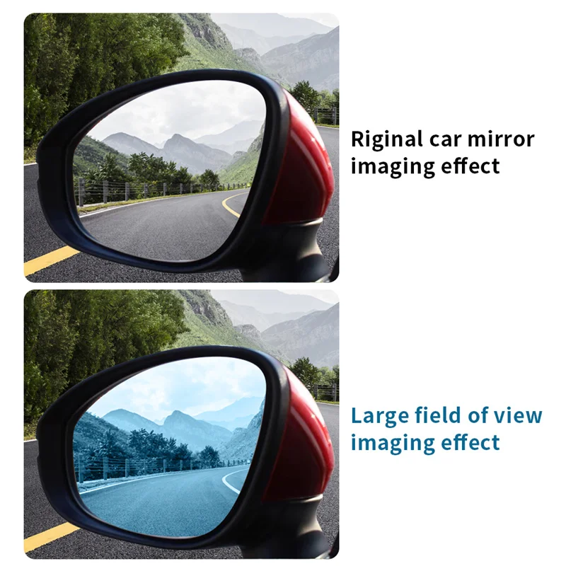 2PC For Tesla Model Y Model 3 Car Wide Angle Side mirror heat Waterproof  anti glare Large Vision Rearview Mirror Lens car