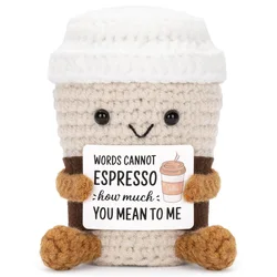 Whimsical Handmade Crochet Coffee Doll Ornament - Emotional Support Decor & Unique Christmas Gift (1)