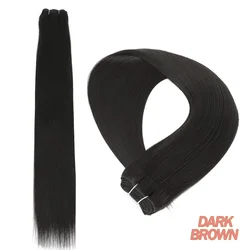 Smooth Ombre Brown Synthetic Hair Weaving Extensions - 32inches 80cm (Dark Brown---L)