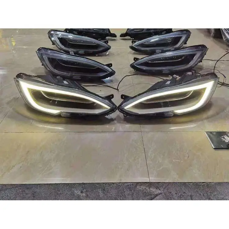 テスラモデルとプラグ用のLEDヘッドライトアセンブリ,1ペアの再生と 