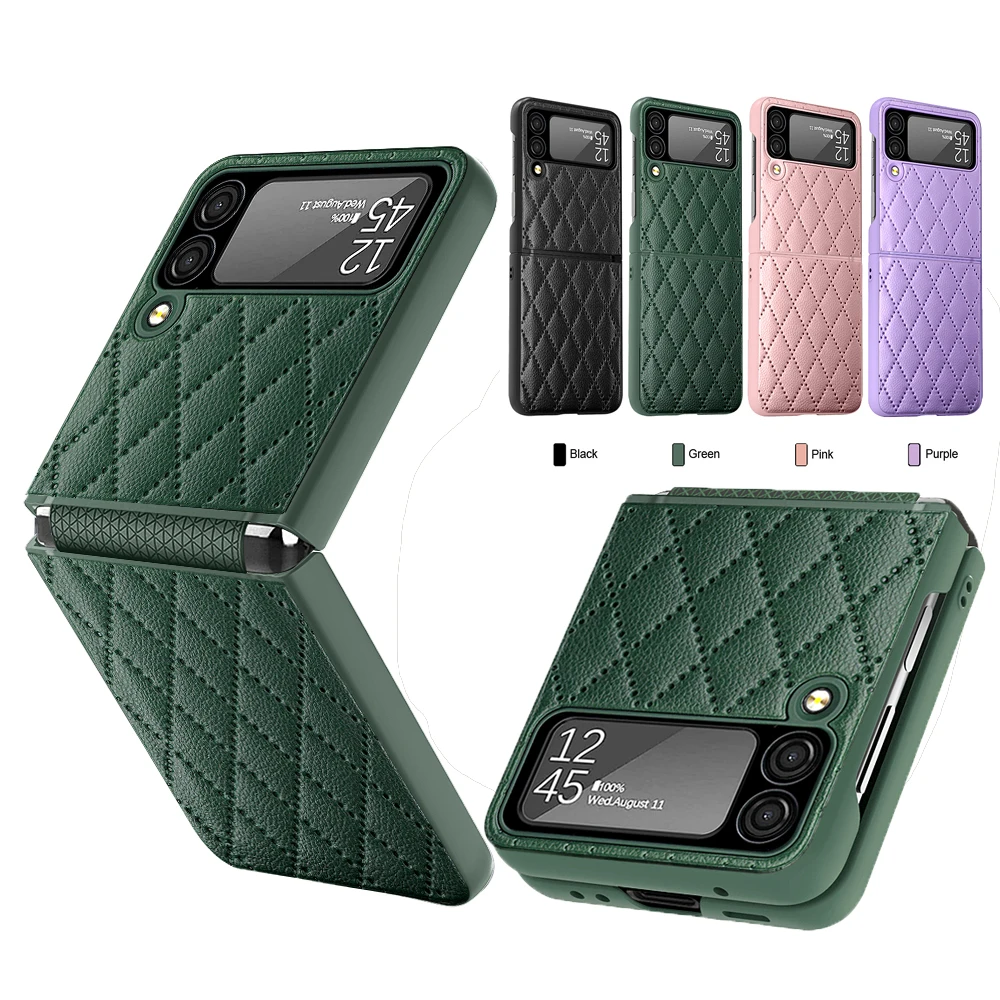 

Кожаный чехол для Samsung Galaxy Z Flip 4 3, магнитный шарнир, полная защита, стеклянный ударопрочный чехол-накладка для камеры Z Flip3