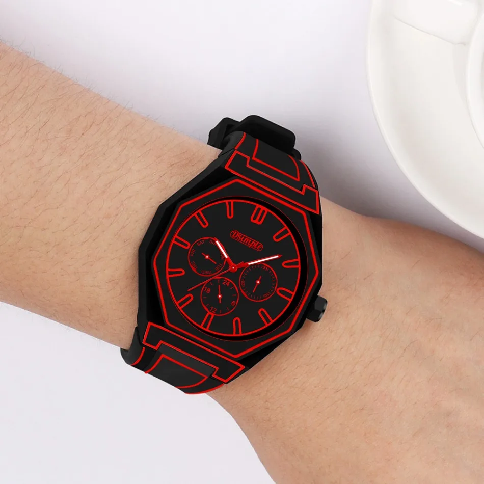 Elegante Herren-Quarzuhr – Silikonarmband, Analoganzeige, Weihnachts- und Halloween-Geschenk, kreative Armbanduhr, Herren-Geschenk – Detail 8