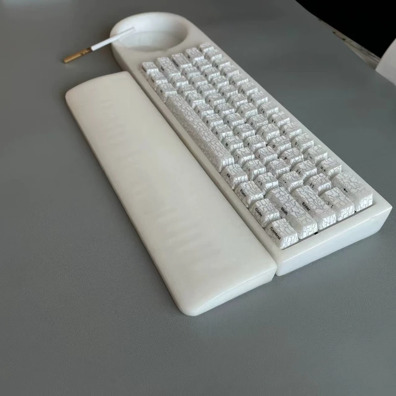 GH60 흰색 대리석 키보드 쉘 재떨이 스타일 CNC 통합 몰딩 호환 Wooting60he 60% 키보드 케이스 글레이징 공정