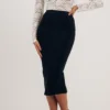 HQBORY Quality Red Split Bandage Skirt 2023 For Women Vintage Zipper Midi Pencil Bodycon Skirt  Black High Waist Office Lady XL 4
