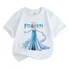 2024 New Design Cartoon Disney Frozen Princess Children 100%Cotton Girl Printed Street Casual Short Sleeve T-Shirt Girls Clothes 2