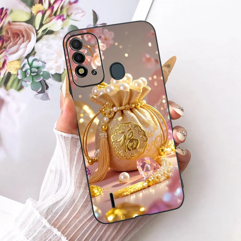 Elegant Flower & Butterfly Soft Black Silicone Phone Case