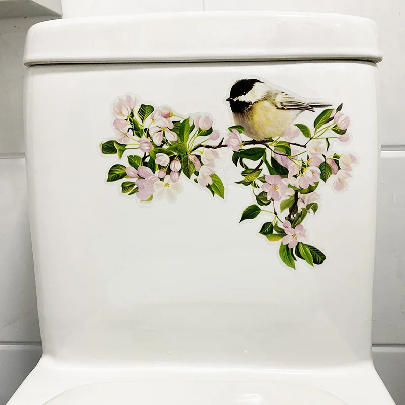 Blumen und Vögel Wanda uf kleber Badezimmer Toilette Dekor Wohnzimmer Schrank Kühlschrank Wohnkultur Aufkleber Aufkleber m244 – Detail 3