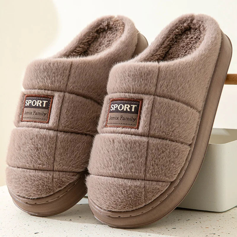 New Fashion Winter Slippers Women Men Thick Sole Indoor Home Warm Couples Shoes Non-Slip Flat Platform Women's Cotton Slippers