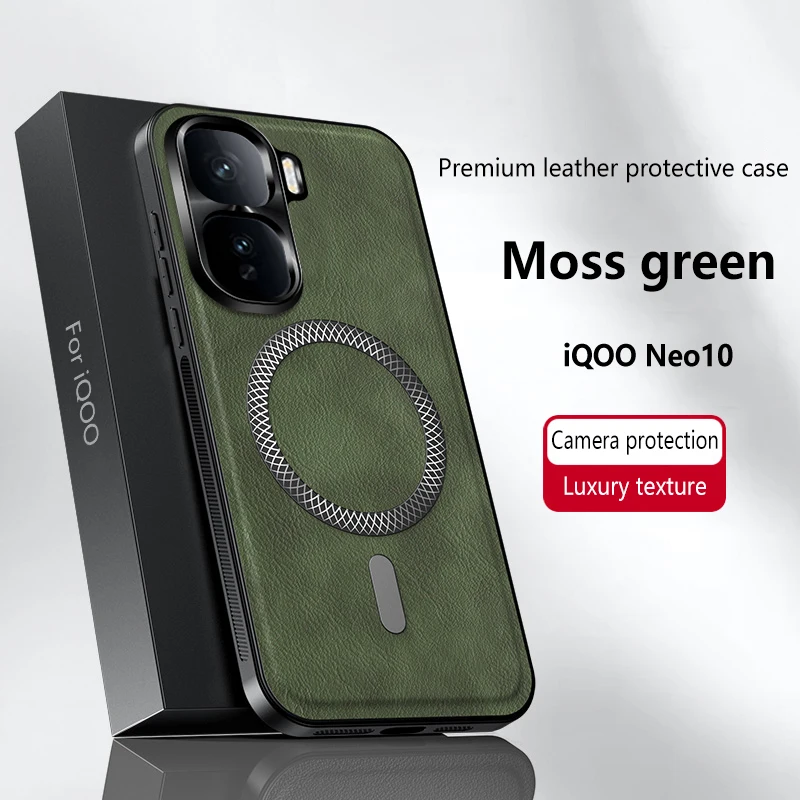 Luxury PU Leather Shockproof Case with MagSafe and Lens Protection