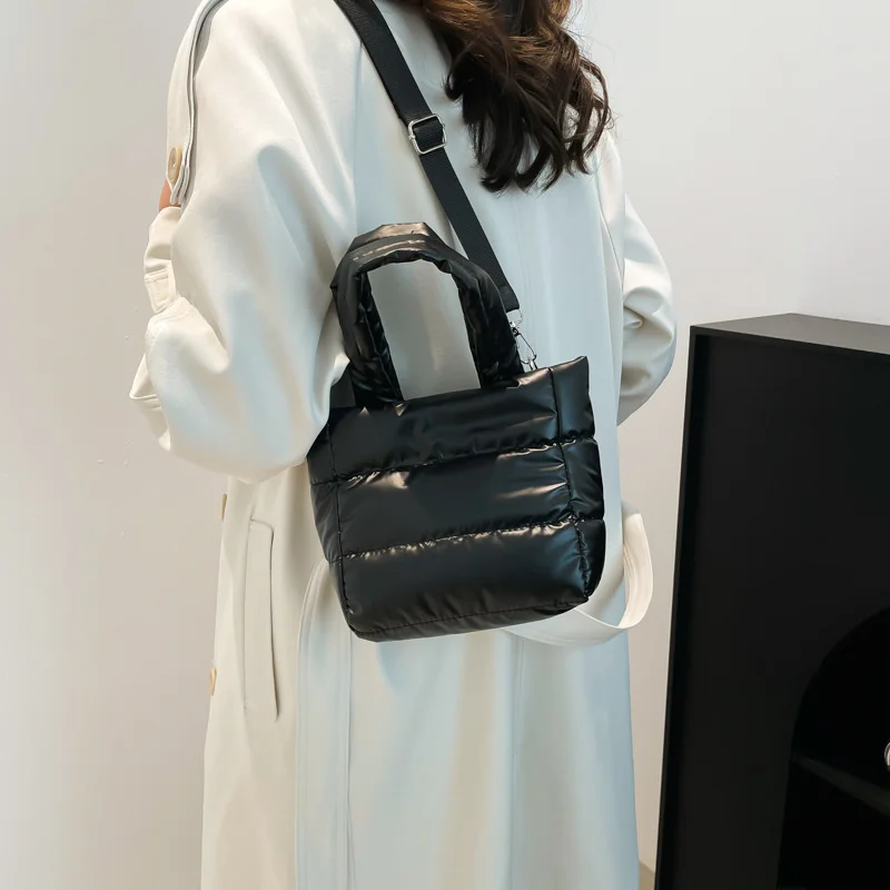 Woman Puffy Lightweight Small Purse and Handbag Quilted Shoulder Bag Adjustable Strap Crossbody Square Bag