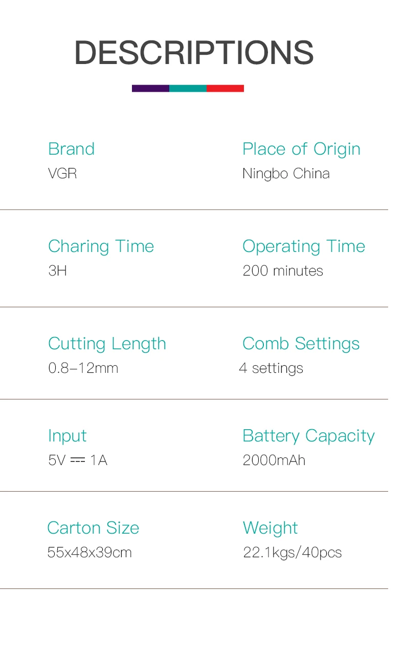 VGR Clipper Hair Clipper Professional Hair Cutting Machine Electric Hair Trimmer Haircut Machine Men's Barber Rechargeable V-683 VGR Clipper Hair Clipper Professional Hair Cutting Machine Electric Hair Trimmer Haircut Machine Men's Barber Rechargeable V-683