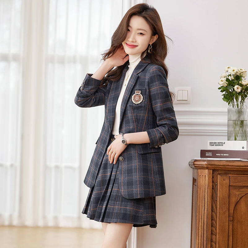 High Quality Fabric Autumn Winter Women Business Suits with Skirt and Tops Formal Women Office Work Wear Professional Blazer Set
