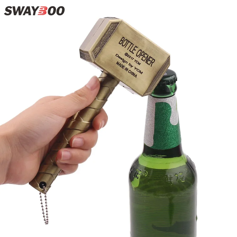 Multifunction hammer of thor shaped beer bottle opener long handle kitchen bar supply