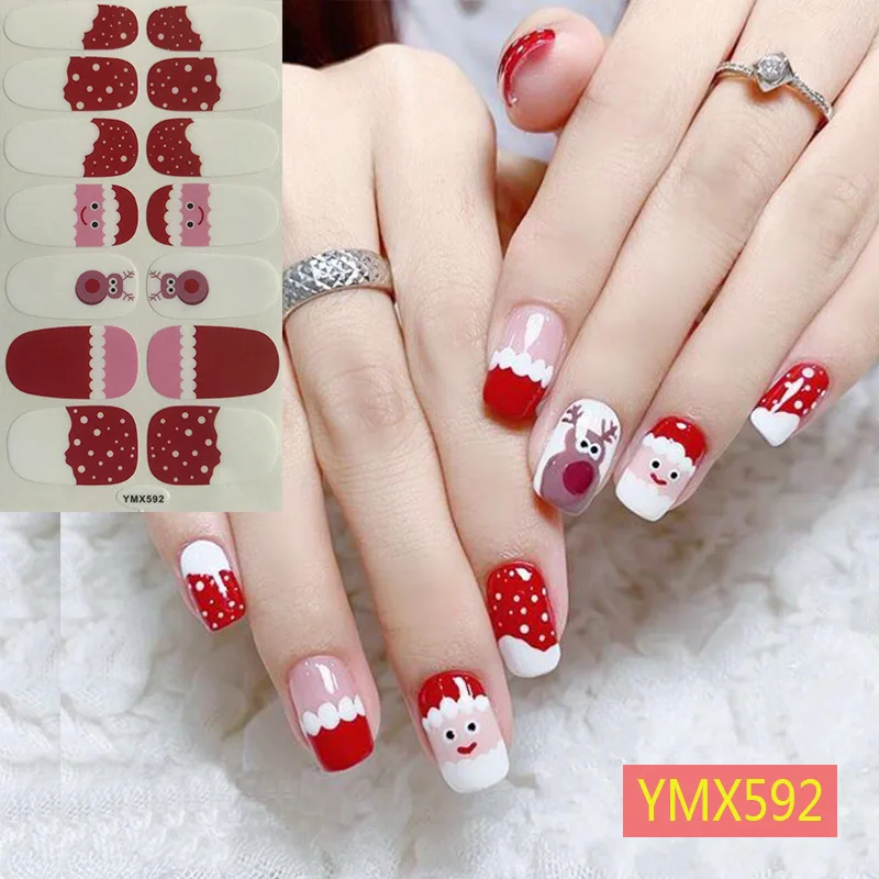 

14 Fashion Christma selements Nail Art Stickers 3d Full Nails Polish Stickers Nail material supplies manicure free shipping
