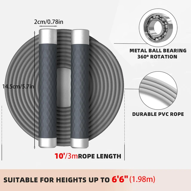 Adjustable Weighted Jump Rope for Adults, 3M Long Speed Rope with Detachable Weights & Aluminum Handle for Boxing Fitness 2