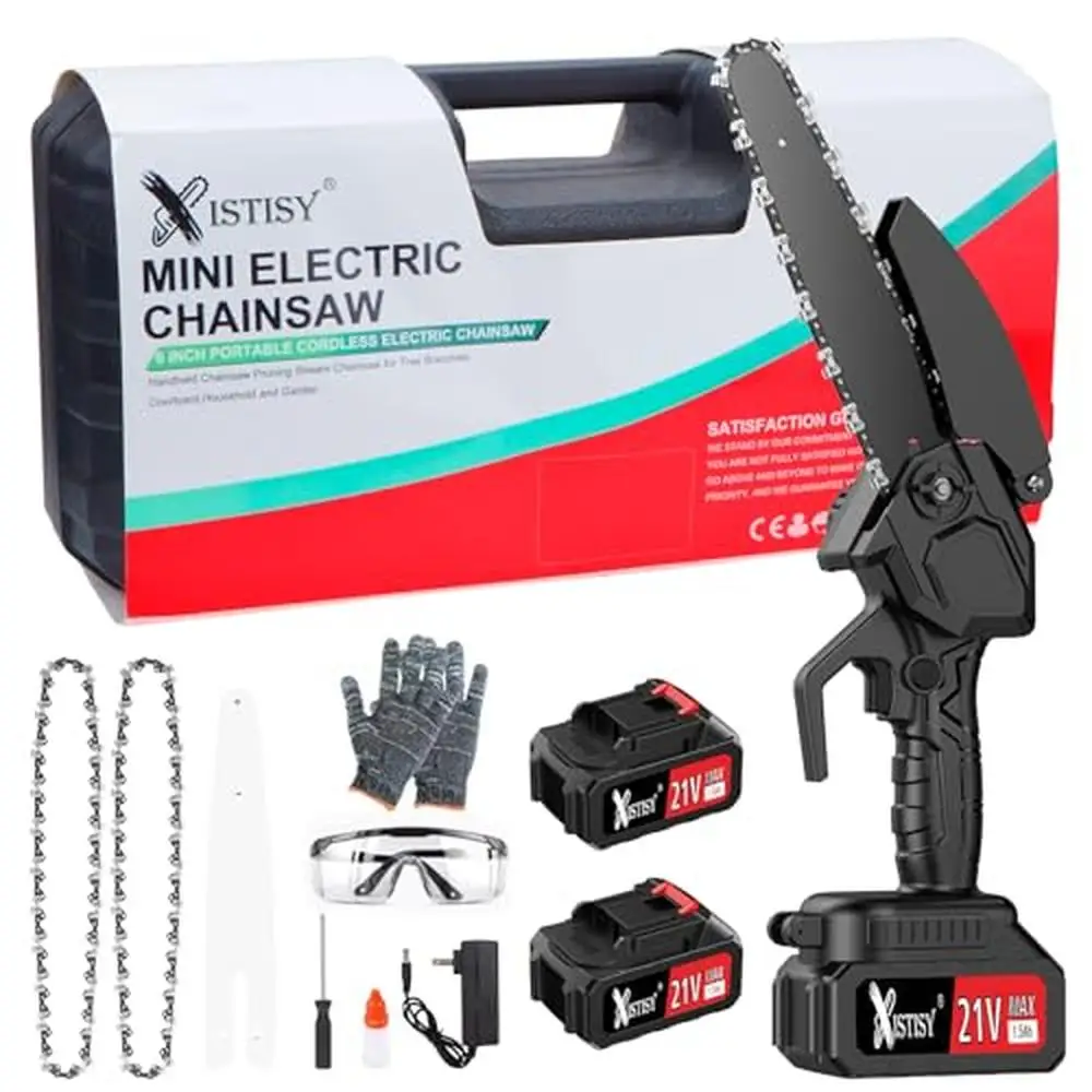 

6-Inch Cordless Mini Chainsaw Portable Electric Saw Wood Cutting Powerful Handheld Chainsaw with Safety Lock and Rechargeable
