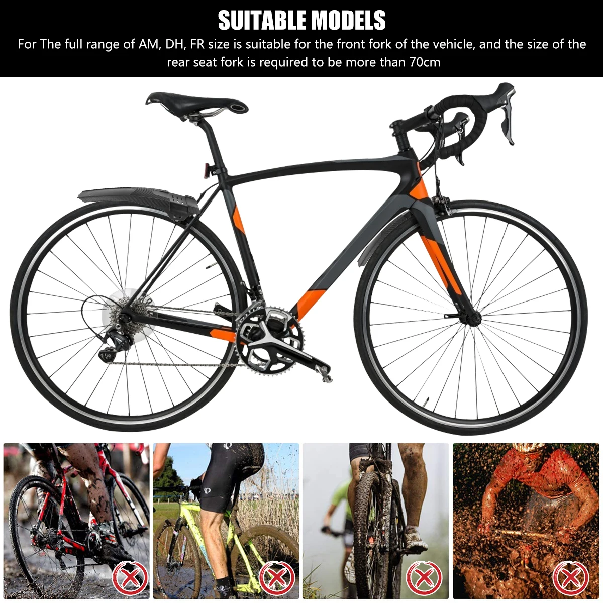 Front Rear Bicycle Mudguard MTB Bike Fender Mountain Bike Carbon Fiber Wheel Fenders Mudguard Cycling Parts Accessories 2PCS/1PC bicycle fender